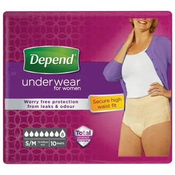 Depend Super pro ženy, inkontinenční kalhotky S/M, 6 x10ks