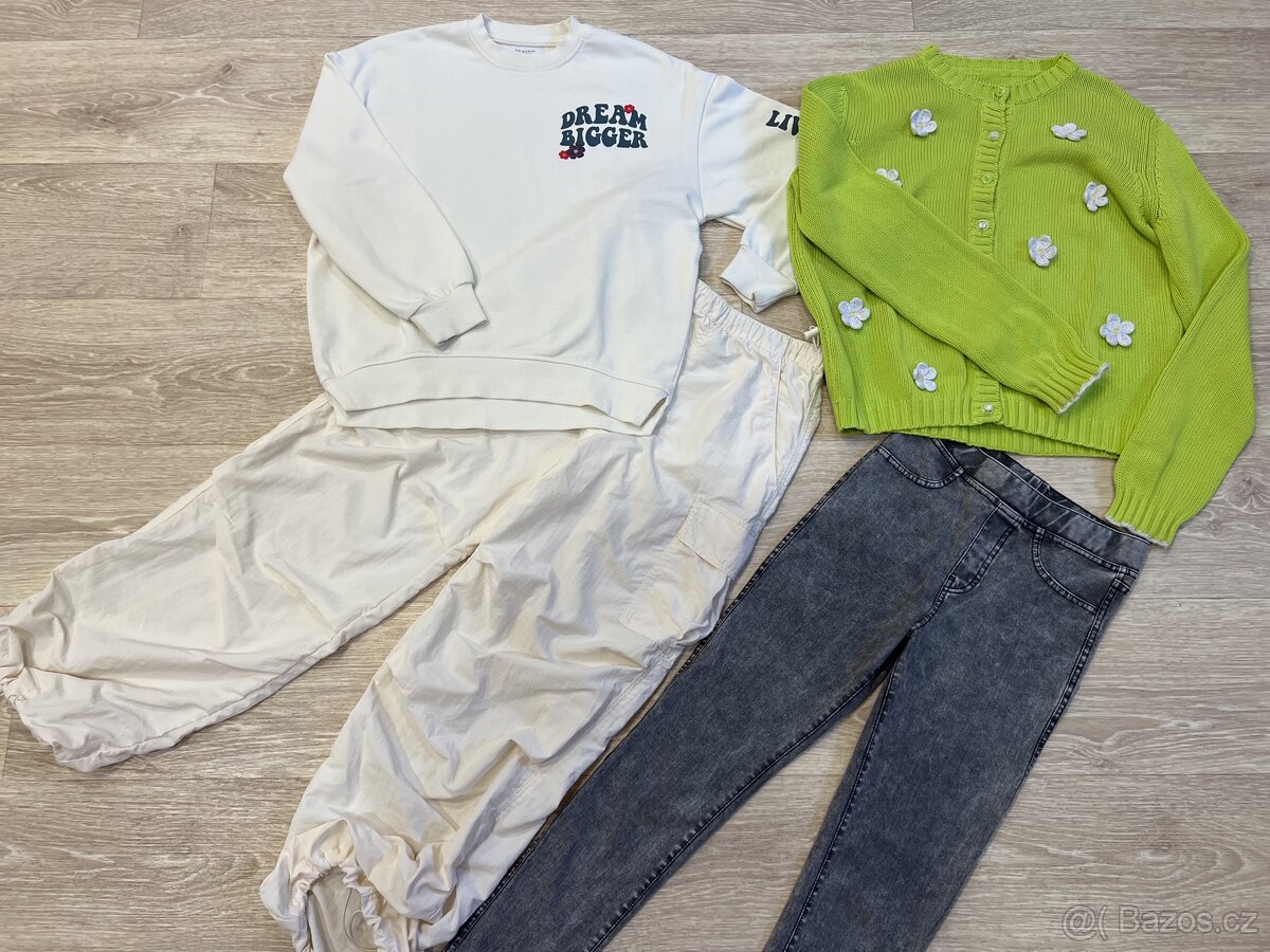 Dívčí kalhoty H&M,rifle,mikina 146,152