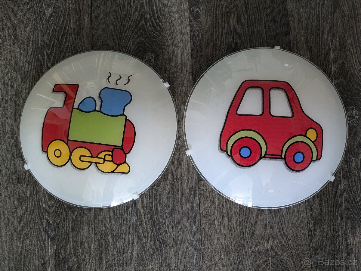 Dětské světlo kulaté nástěnné stropní motiv autíčko mašinka