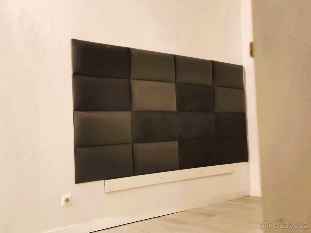Čalouněné nástěnné panely 60x30 cm, tmavě šedá, 16 ks