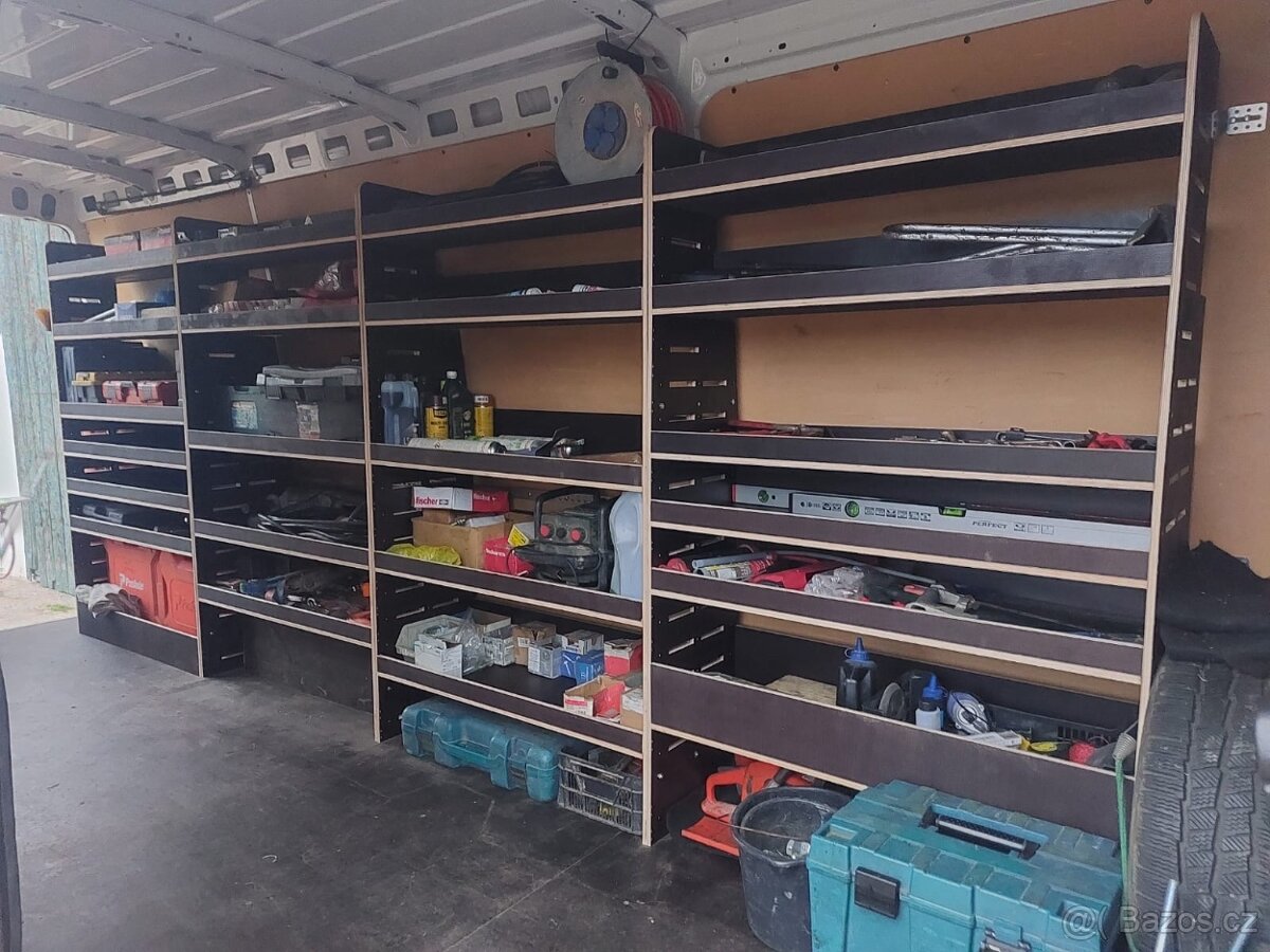 Regály, vestavba do Dodávky,furgon, CNC-Skladem