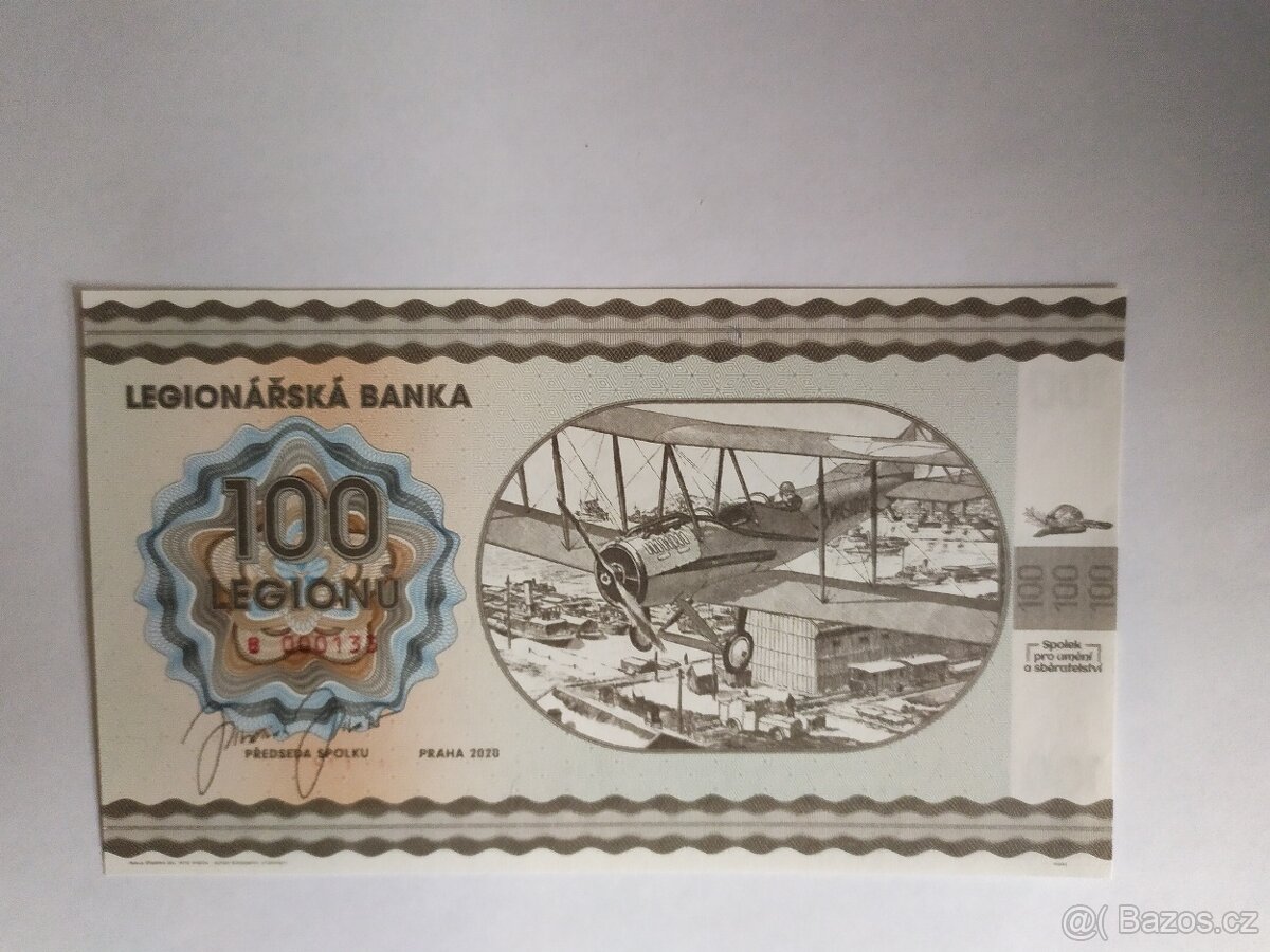 Sběratelská bankovka - Legionářská banka - letadlo