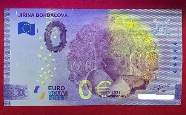 0 Euro souvenir bankovka Jiřina Bohdalová