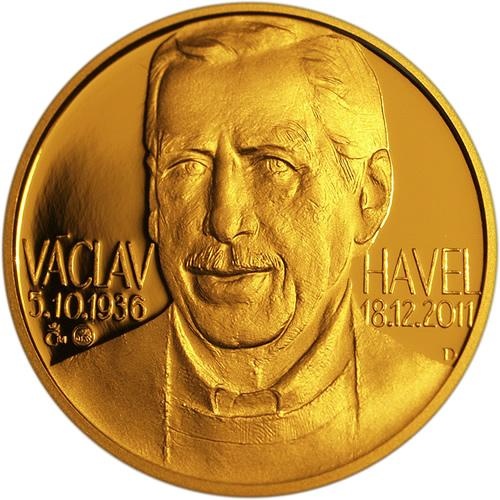 Zlatá půluncová pamětní medaile "Václav Havel" Proof 2012