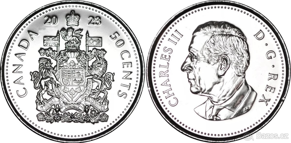 50 centů Kanada 2023 Karel III. Charles III.