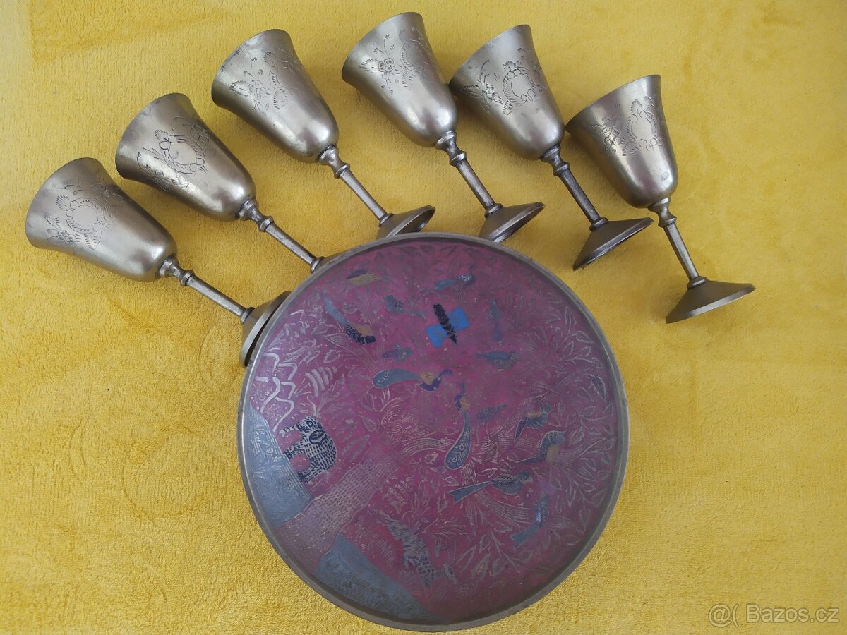 Mosazné pohárky + miska