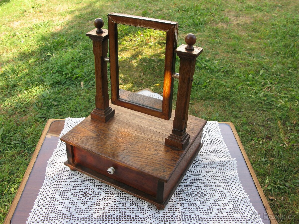 šperkovnice - starožitné  stolní zrcadlo - toaletka