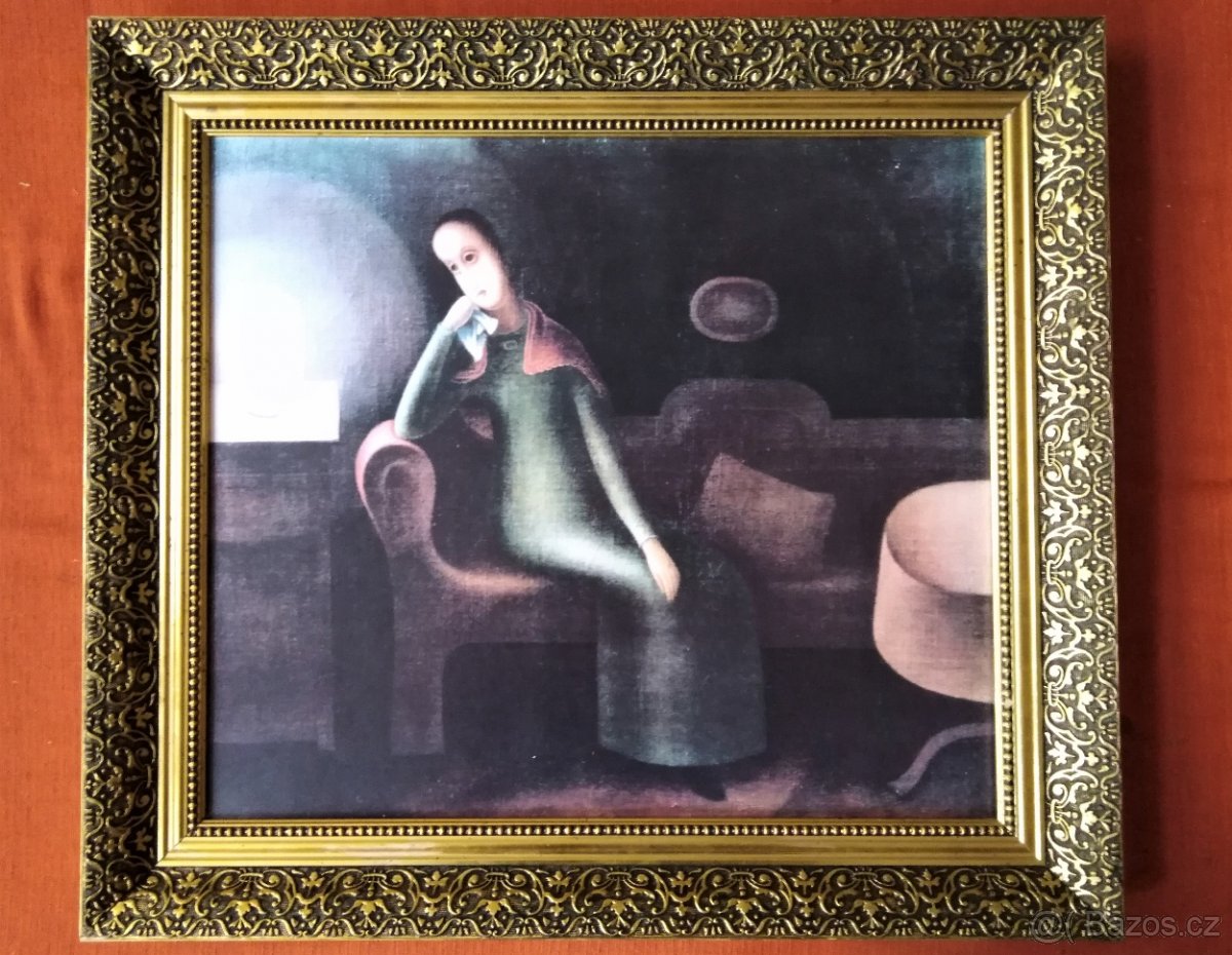 JAN ZRZAVÝ obraz - MELANCHOLIE II - 1920, roz. 56x50cm