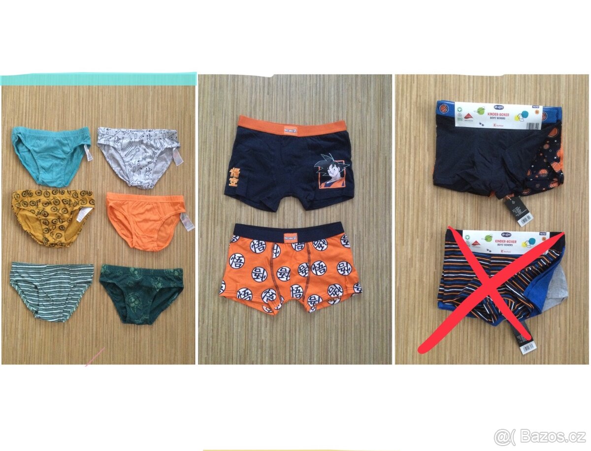 NOVÉ boxerky a slipy vel. 146/152 , 15 a 34 Kč/ks