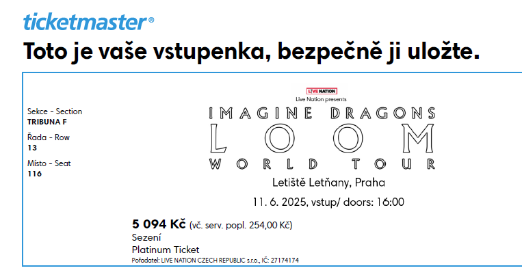 Imagine Dragons Praha 11.6.2025