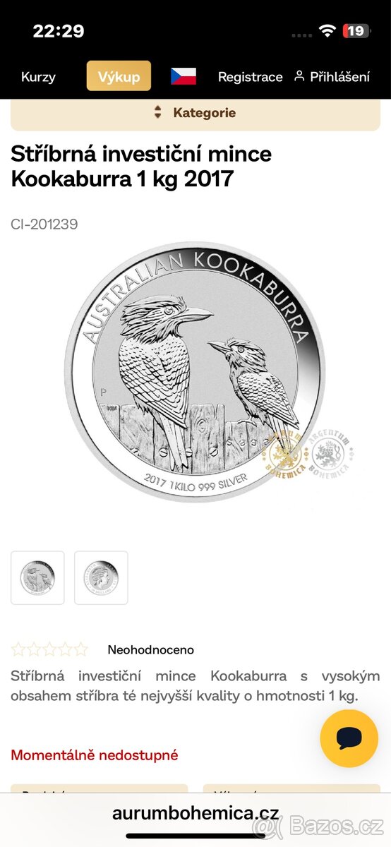 investiční stříbrná mince 1kg