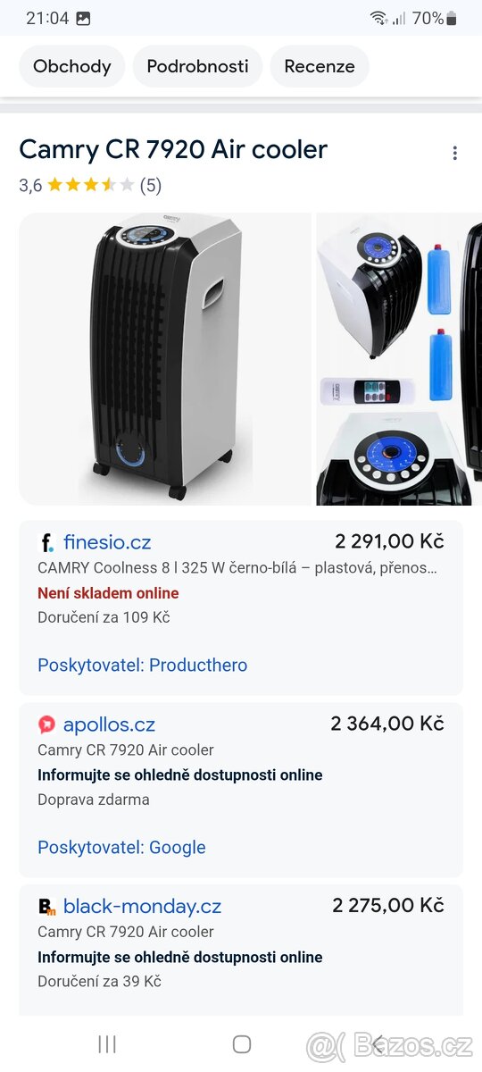 Nepoužívaný ochlazovač a zvlhčovač vzduch