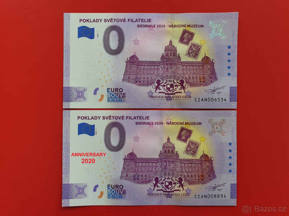 0 Euro bankovka POKLADY SVĚTOVÉ FILATELIE + ANNIVERSARY