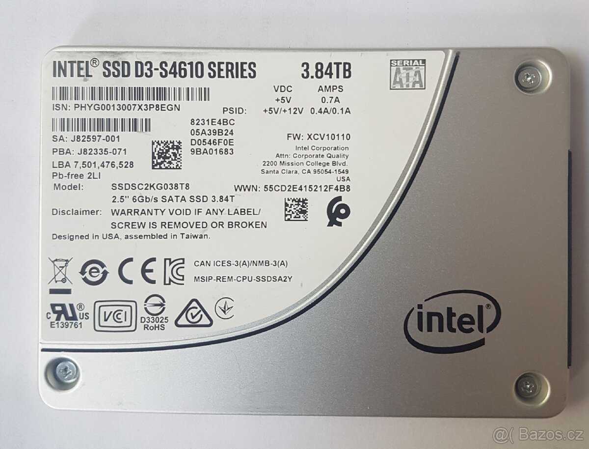 SSD disk MLC intel 3.84TB original perfektni stav