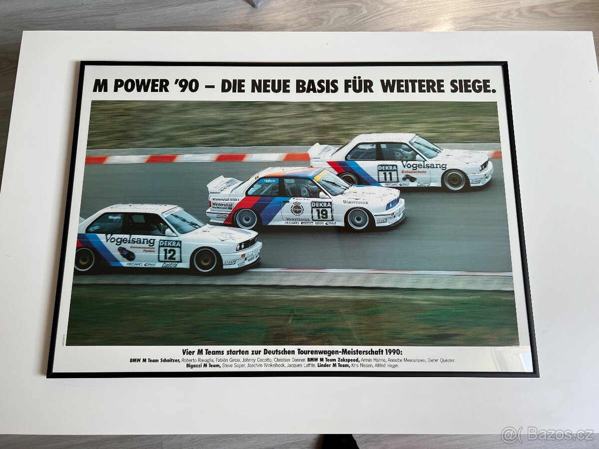 ORIGINÁL BMW plakát v rámu A1 3x BMW E30 M3 DTM