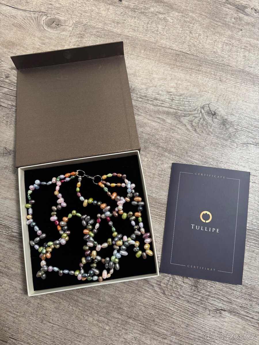 Elegantní stříbrný náhrdelník z říčních perel Tullipe