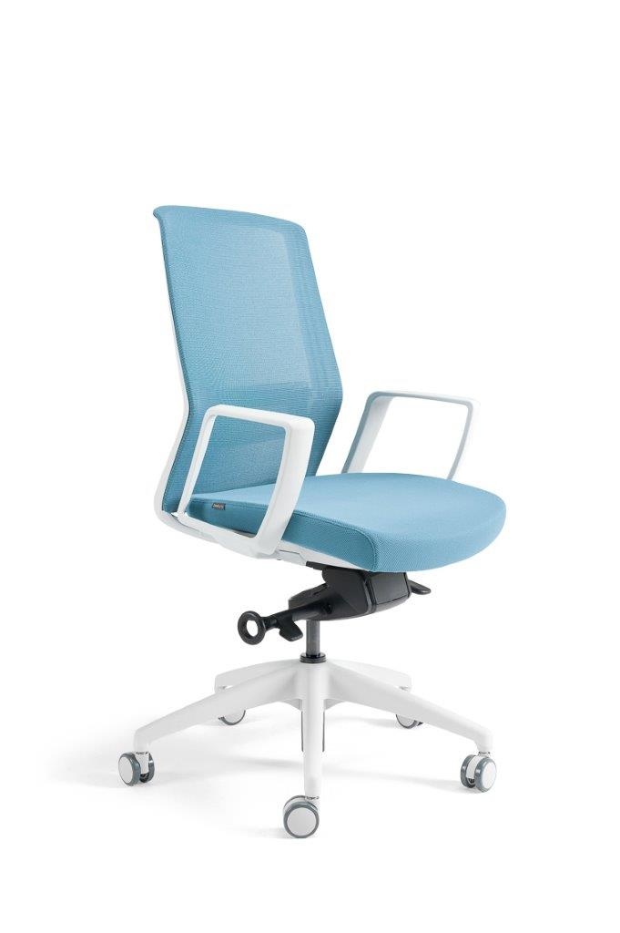 Kancelářská židle - nerozbalený vzorek, modrá, bílá kostra