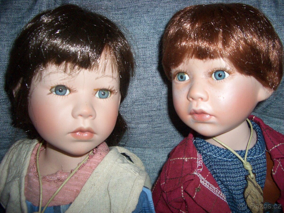 Dvě moc hezké porcelánové panenky 48cm