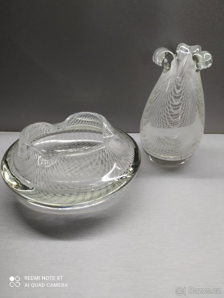 Váza + popelník - Harrtil sklo 1955