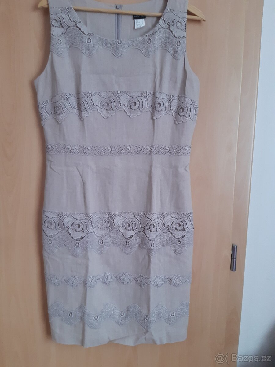 Lněné šaty s krajkou vel. 40