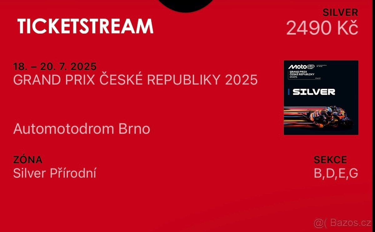 Vstupenky Siver Moto GP Brno