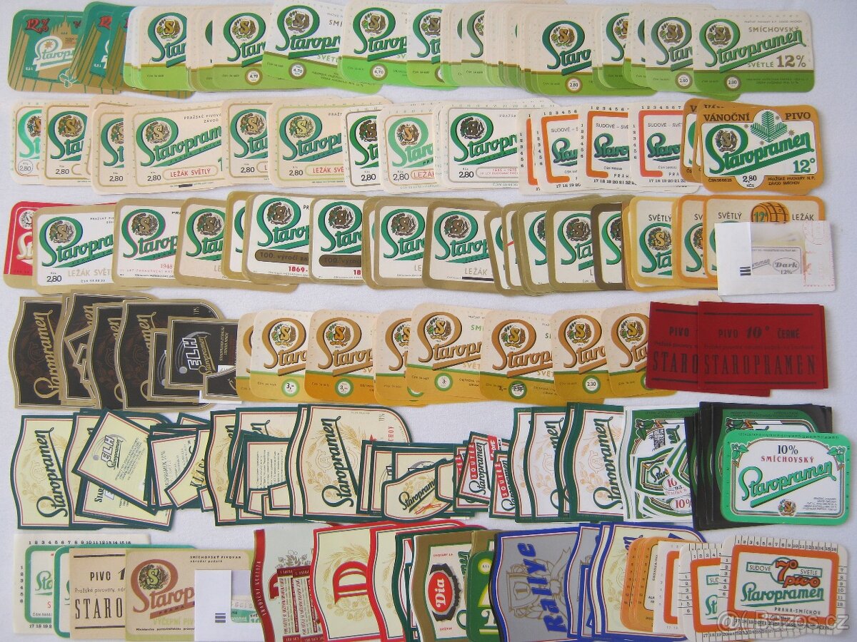 pivní etikety Praha Smíchov Staropramen sbírka 1050ks