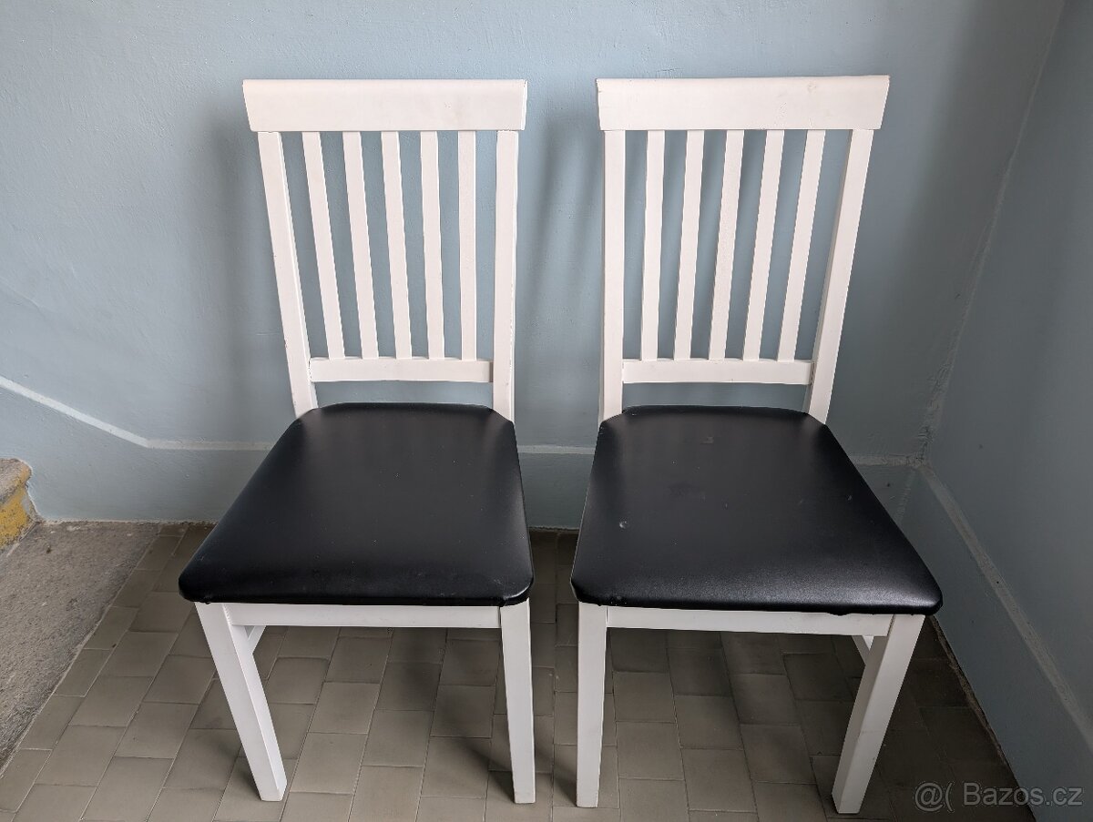 Židle bílá dřevěná - 2ks