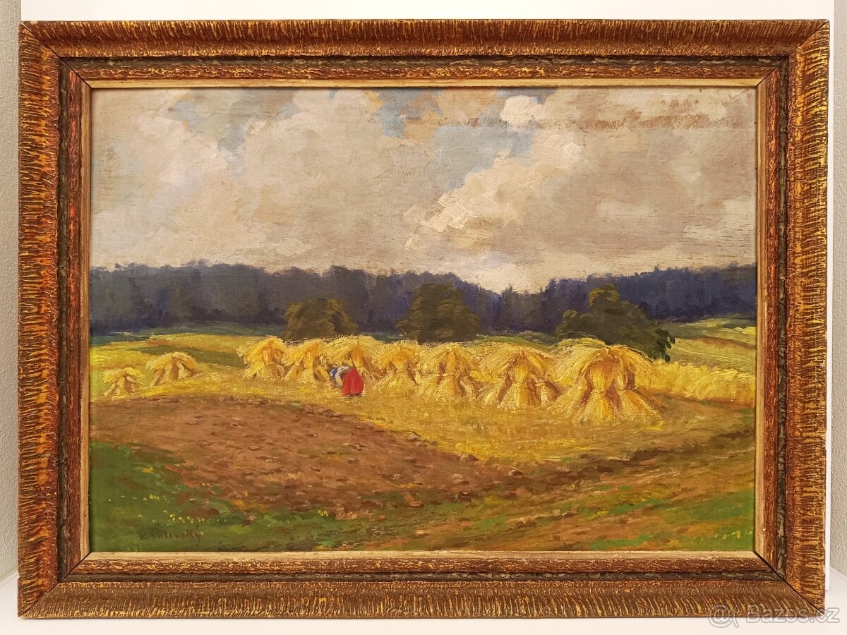 Obraz Polanský, žně na Šumavě, olej 60x80