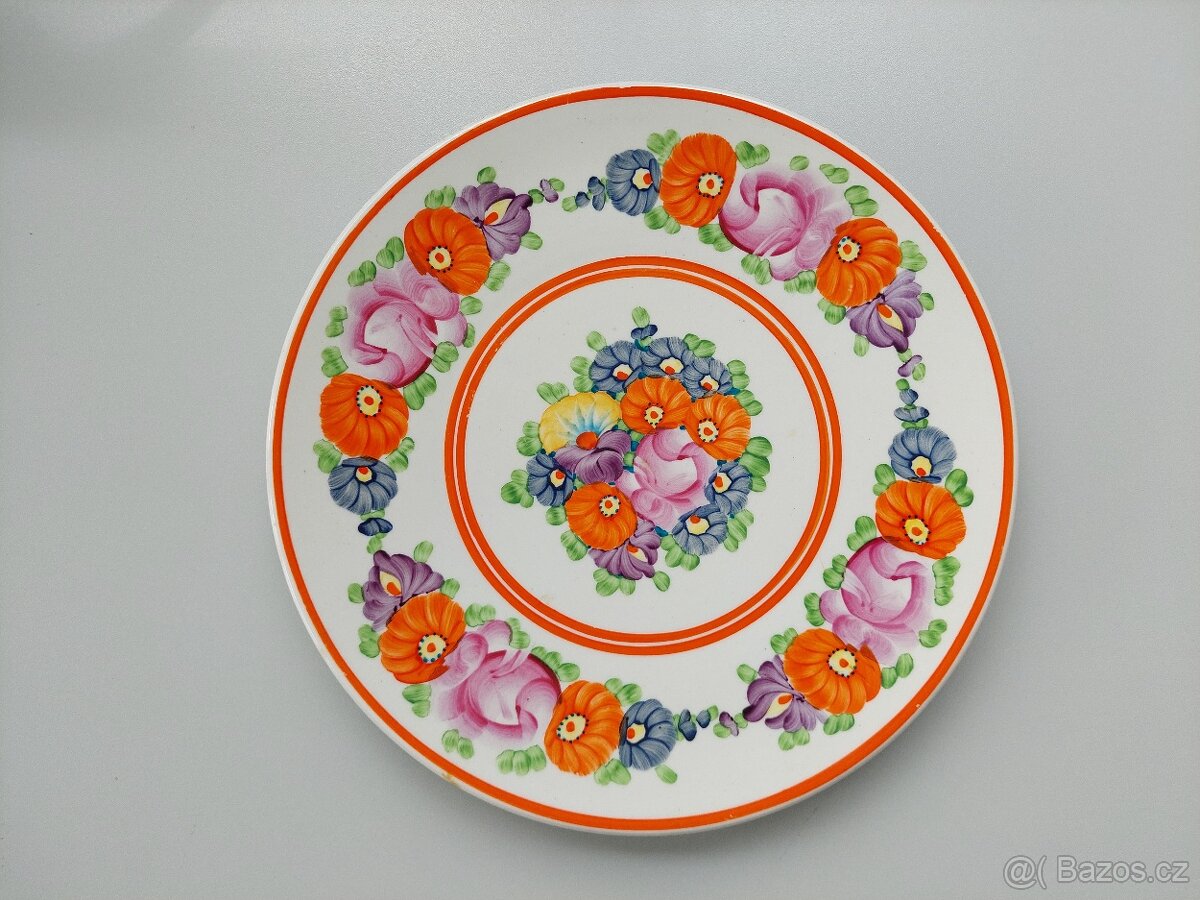 Krásný velký ručně malovaný talíř Keramo Kožlany - SLEVA
