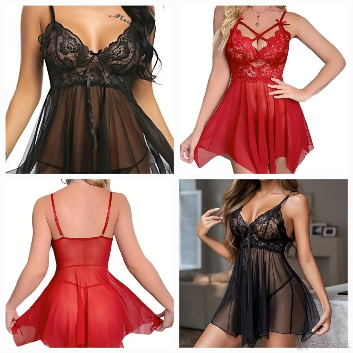 Sexy košilky kompet černý a červený