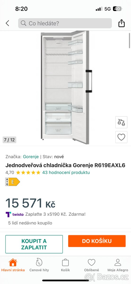Prodám lednici Gorenje bez mrazáku