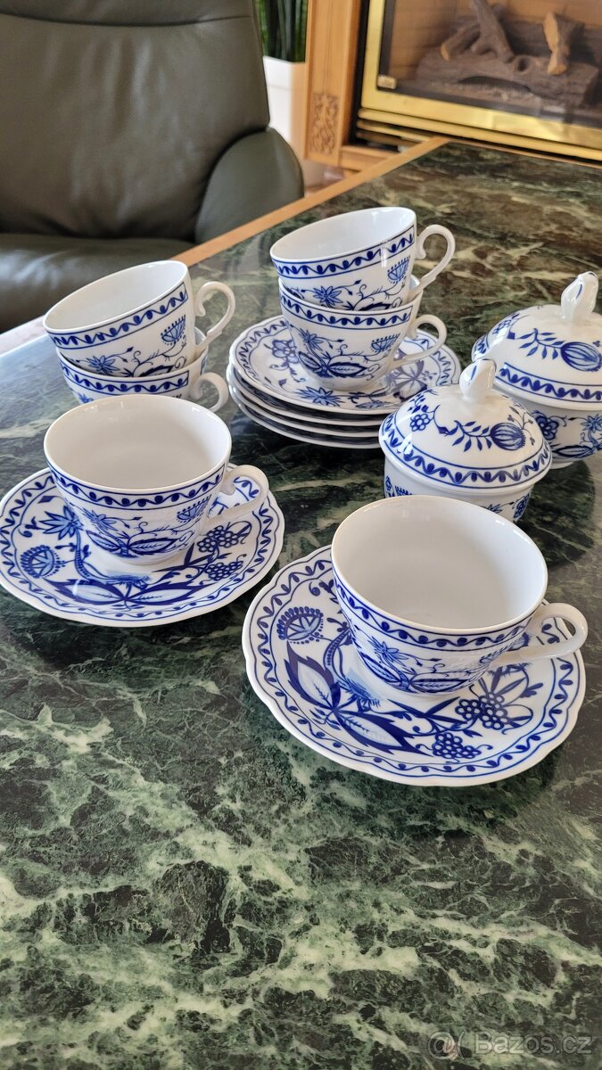 Porcelánová čajová souprava Zwiebelmuster