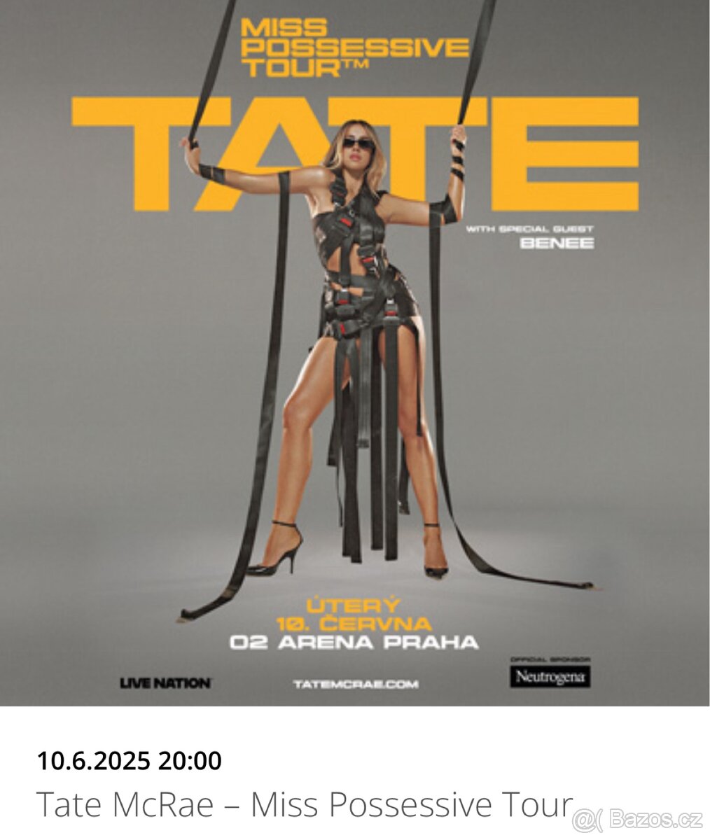 Tate McRae VIP vstupenky