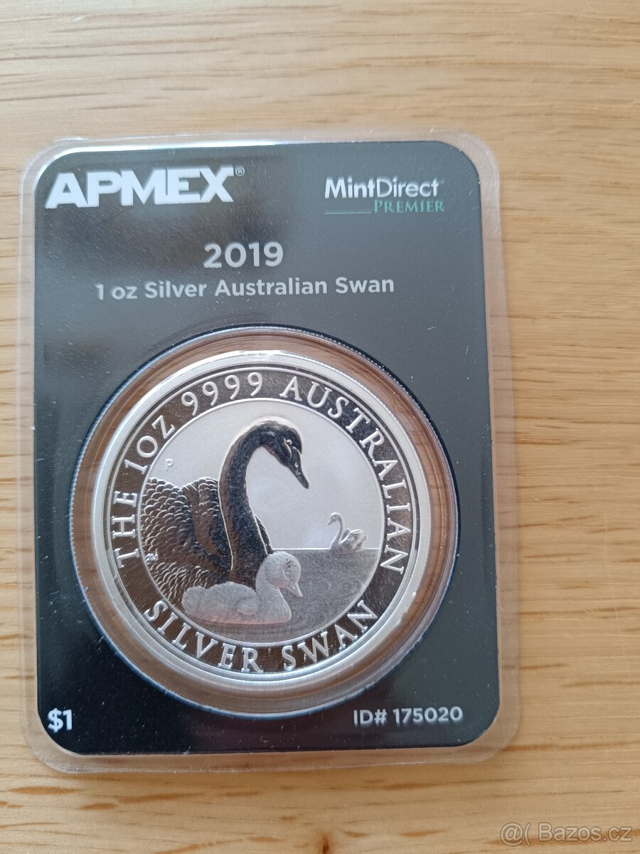 Stříbrná mince 1 oz Swan 2019 MintDirect APMEX