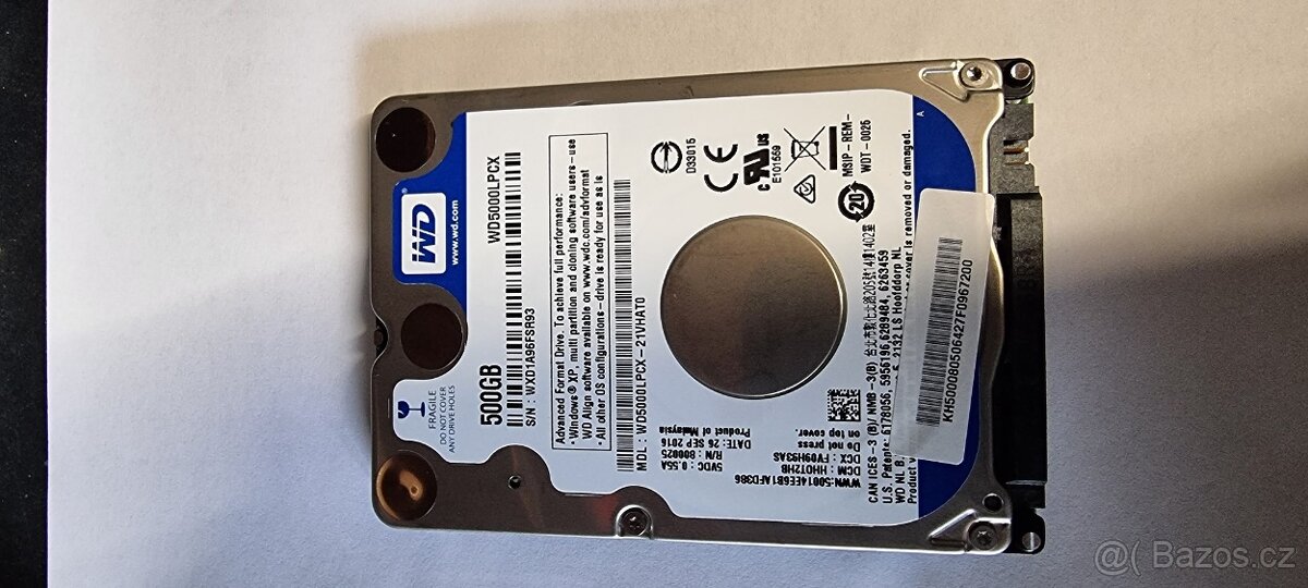 HDD disk 2,5" 500GB nové Do 50km dovoz zdarma