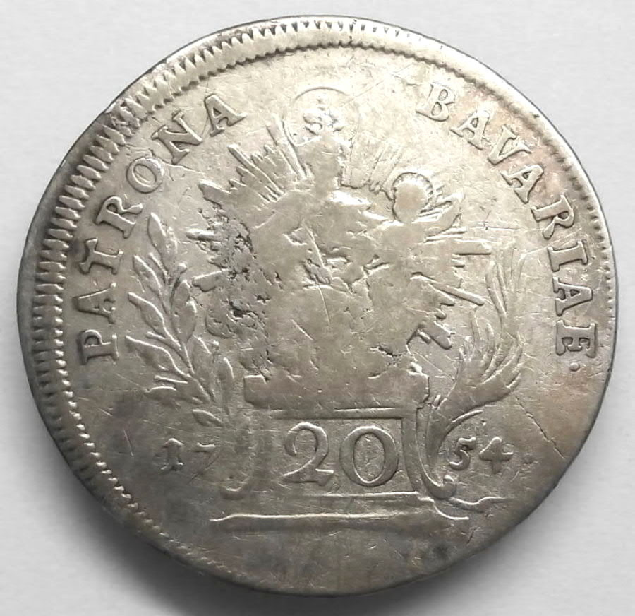 Stříbrná mince r. 1754 Maxmilián III. Josef