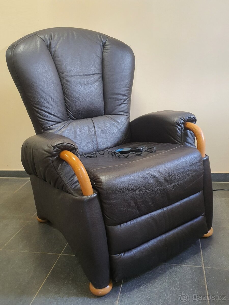 LUXUS relax kůže TV křeslo el.polohování