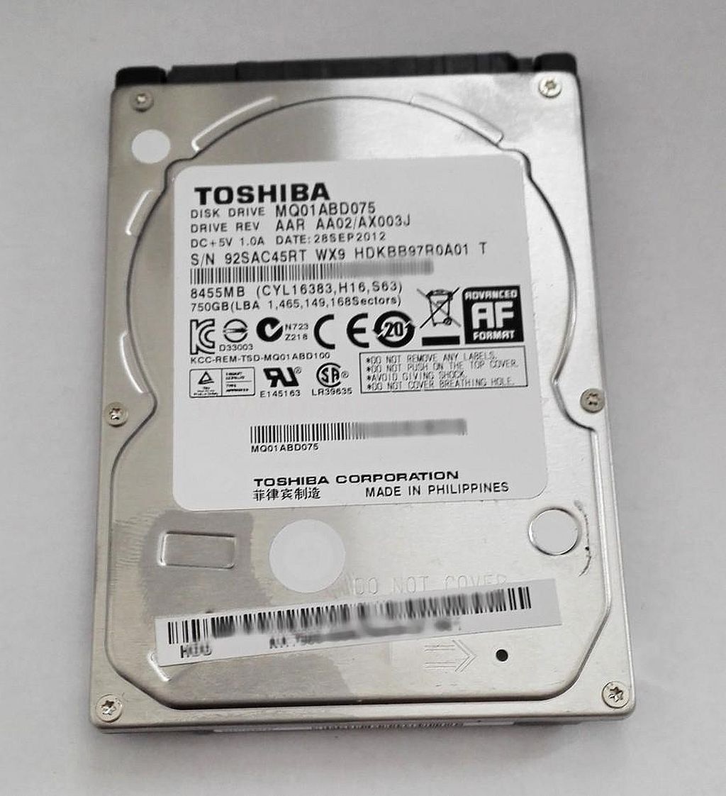 Harddisk 2,5" 750GB TOSHIBA MQ01ABD075 SATA II