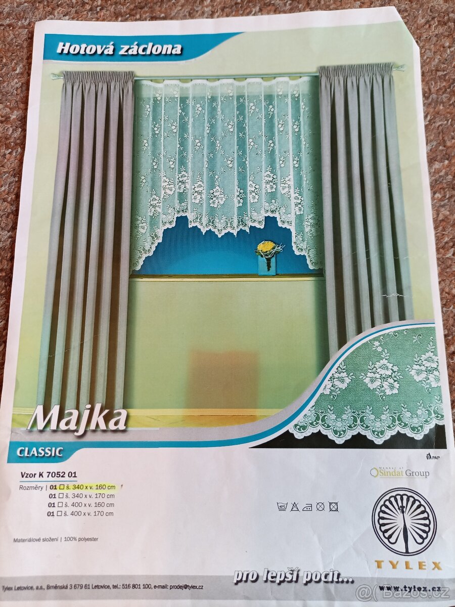 Záclona Majka š.340 x v.160cm nová české výroby