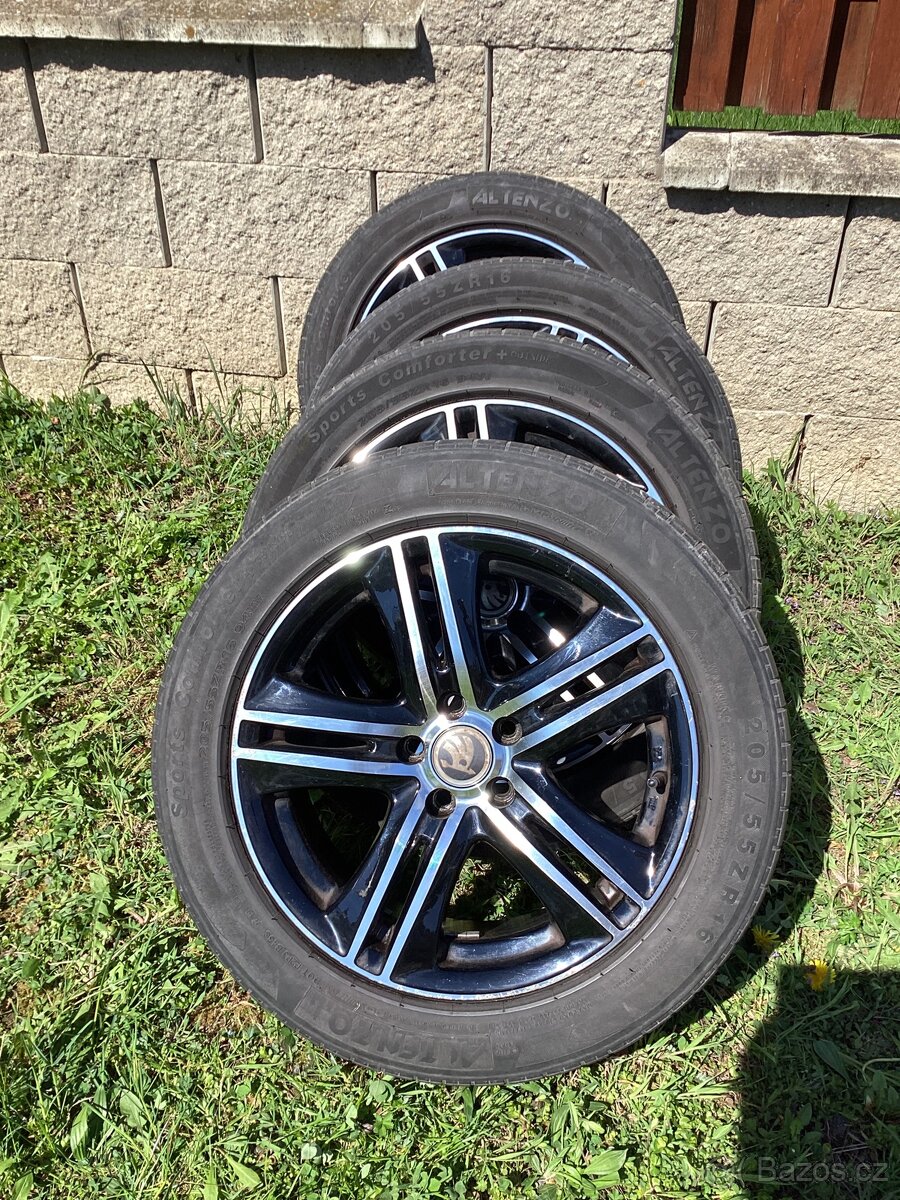 Alu Kola 5x100 R16 + Zánovní letní pneu