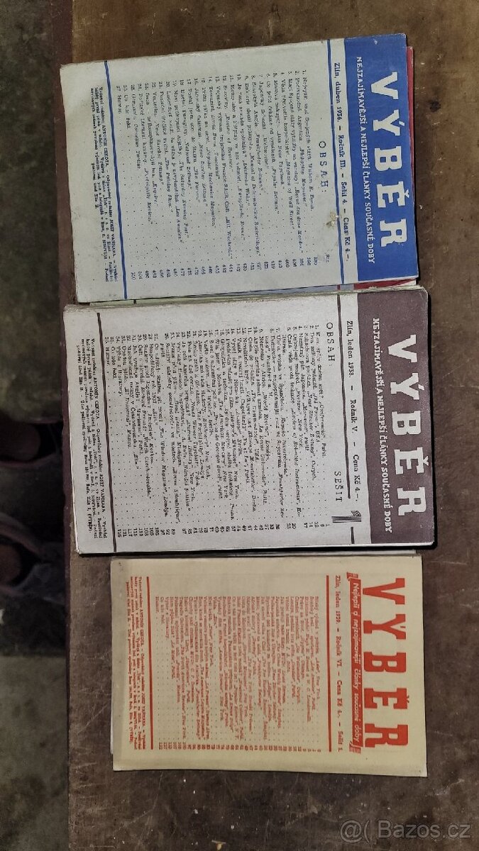 Časopisy Výběr ročník 1936, 1938, 1939