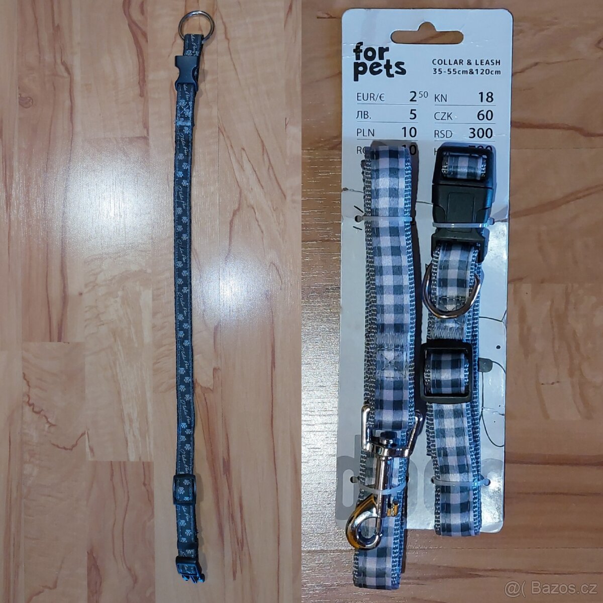 Psí obojek O'lala Pets černošedý + obojek a vodítko For Pet