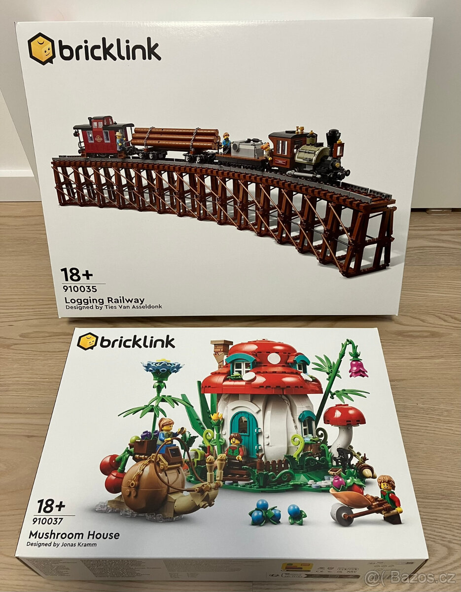 LEGO Bricklink 910035 Přeprava dřeva po železnici & 910037