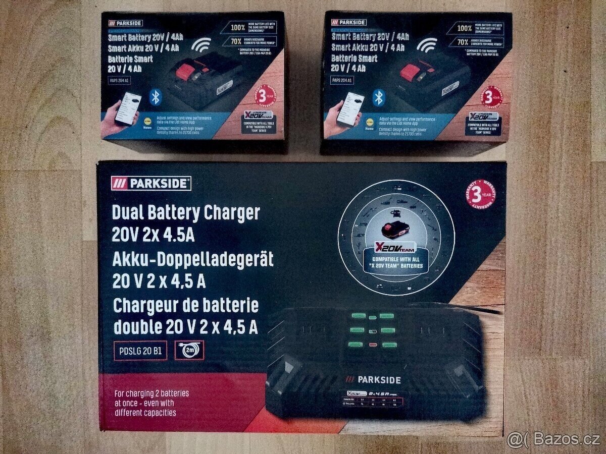 Parkside dvojitá rychlonabíječka + 2 4 Ah baterie