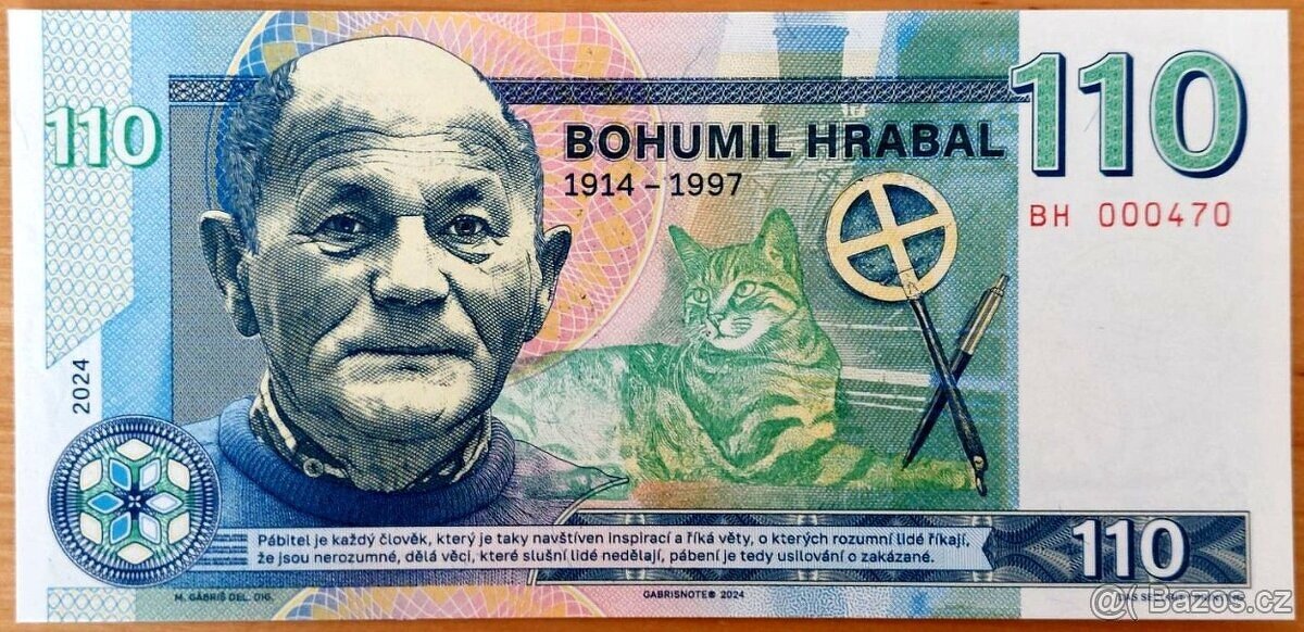 Bankovka 110 Bohumil HRABAL série BH, stav UNC