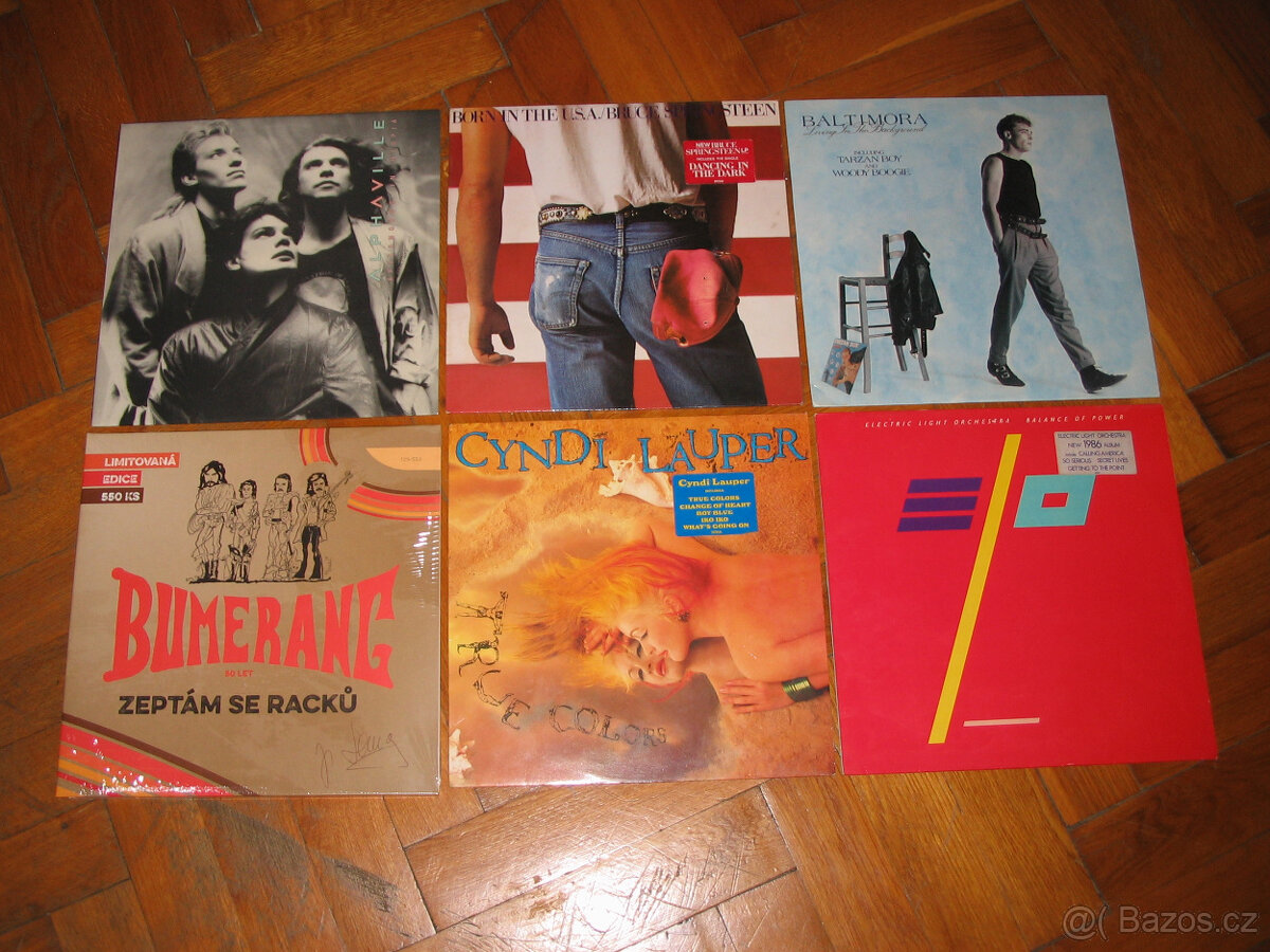 LP vinyly = Cyndi Lauper, ELO, Phil Collins a další.