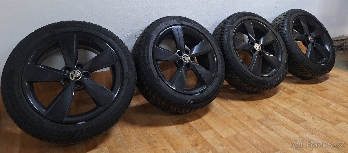Alu kola R17 5x100 Škoda + zimní pneu 205/55/17