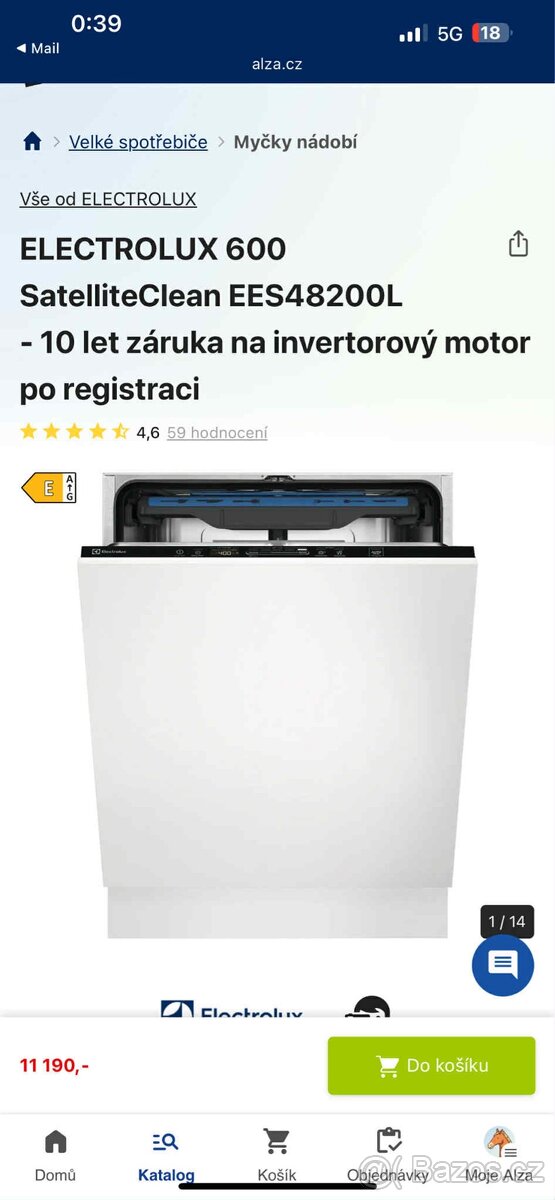 Vestavná myčka Electrolux v záruce