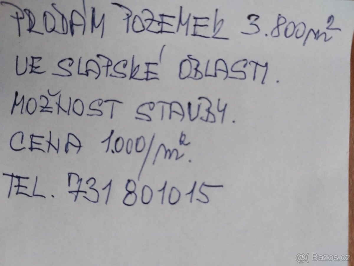 Prodám pozemek Slapy
