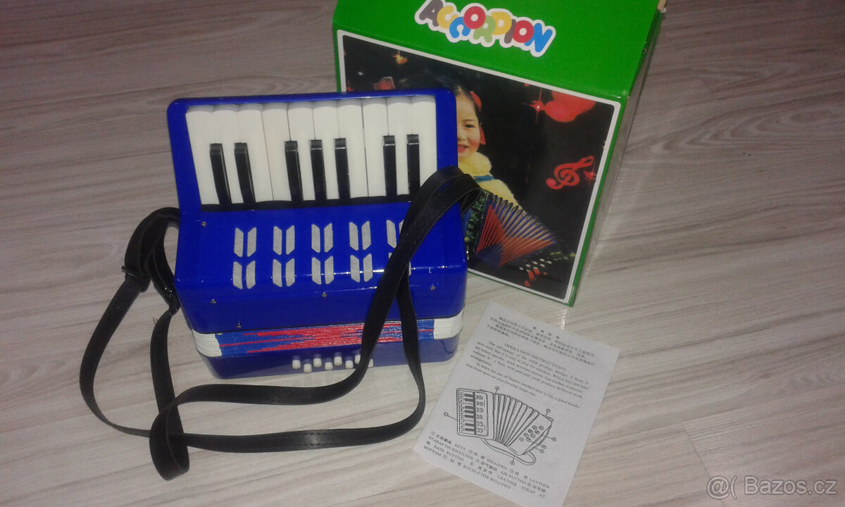 Nová tahací harmonika dětská-větší/akordeon modrý/ červený